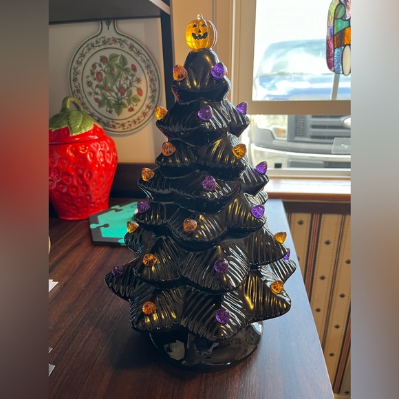 Halloween Ceramic Light Up Holiday Tree - Picture 1 of 5